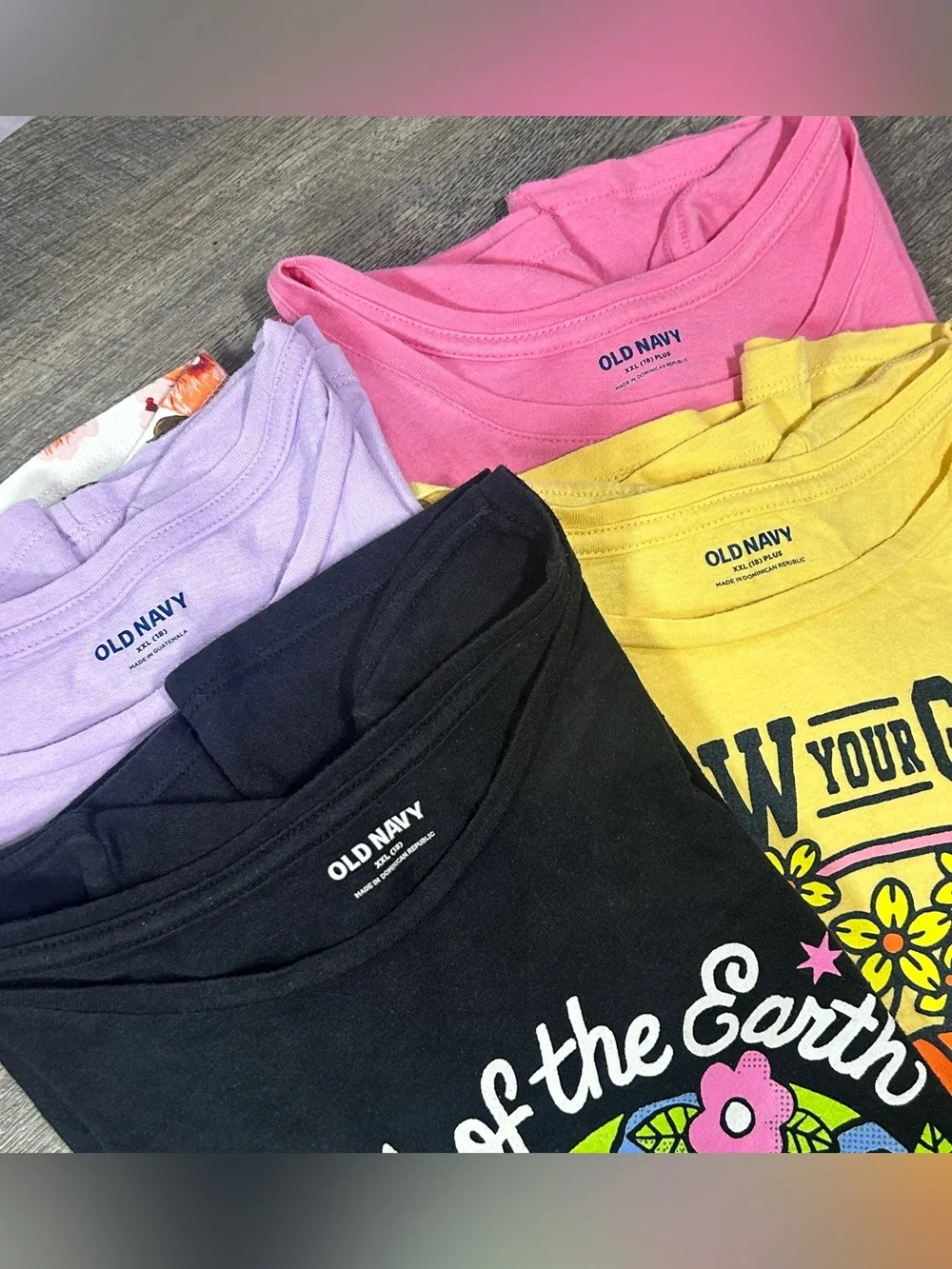 (0001) Girls: XXL 18 Old Navy 5pc Graphic Tees Bundle- B1